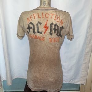 Affliction V neck embellished rhinestone tee shirt